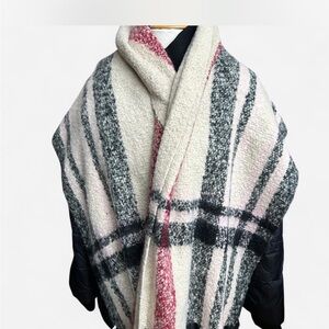 NWT Plaid Wool Blend Scarf - Cream, Black, Red